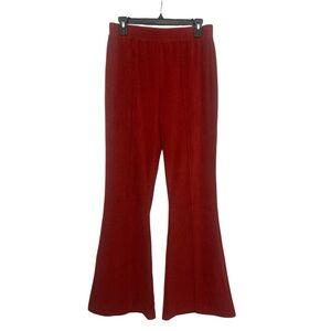 Aerie Groove On Rib Velour Flare Pants Size Medium In Red Orange Pull On Stretch